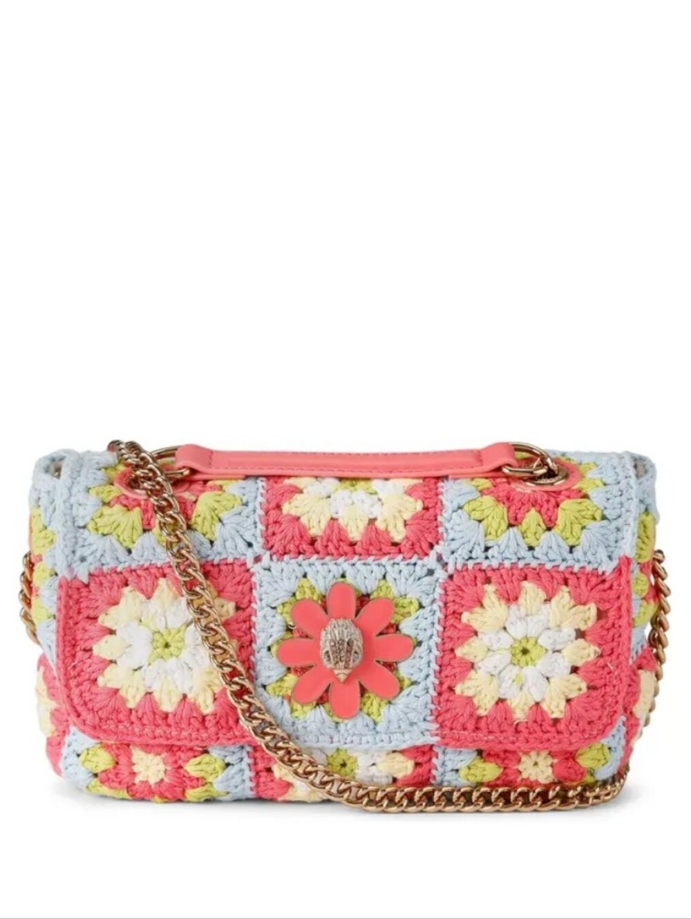 Kurt Geiger London Medium Crochet Kensington Granny Bag In Pink Combo